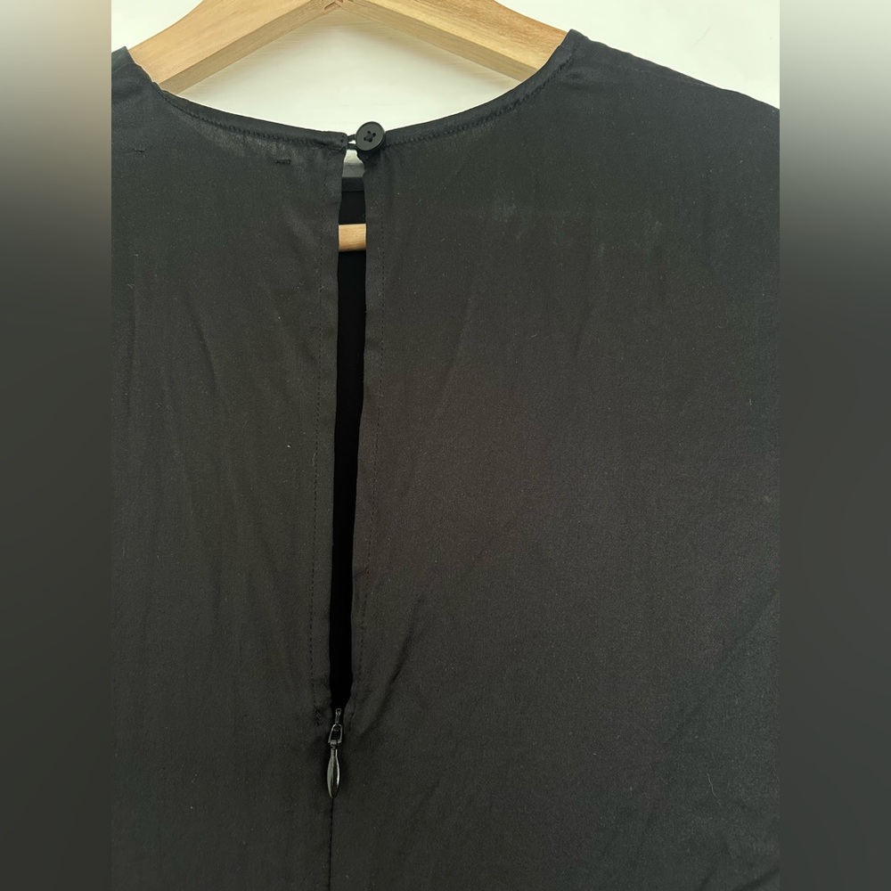 Reformation Silk Black Bernadette Long Sleeve Mini Dress, Size 0 - Picture 7 of 11